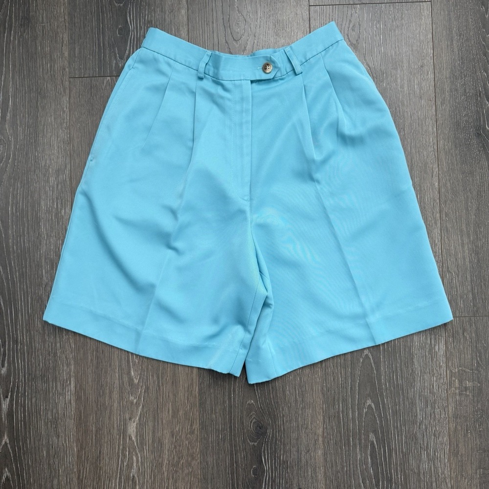 Vtg. Talbots High Rise Mom Shorts Sz 6P‎ Flowy Flared Bermuda Preppy Aqua Retro